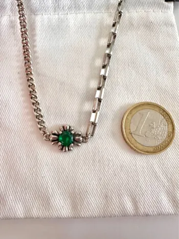 Collier en argent 925 avec pierre verte – design mixte