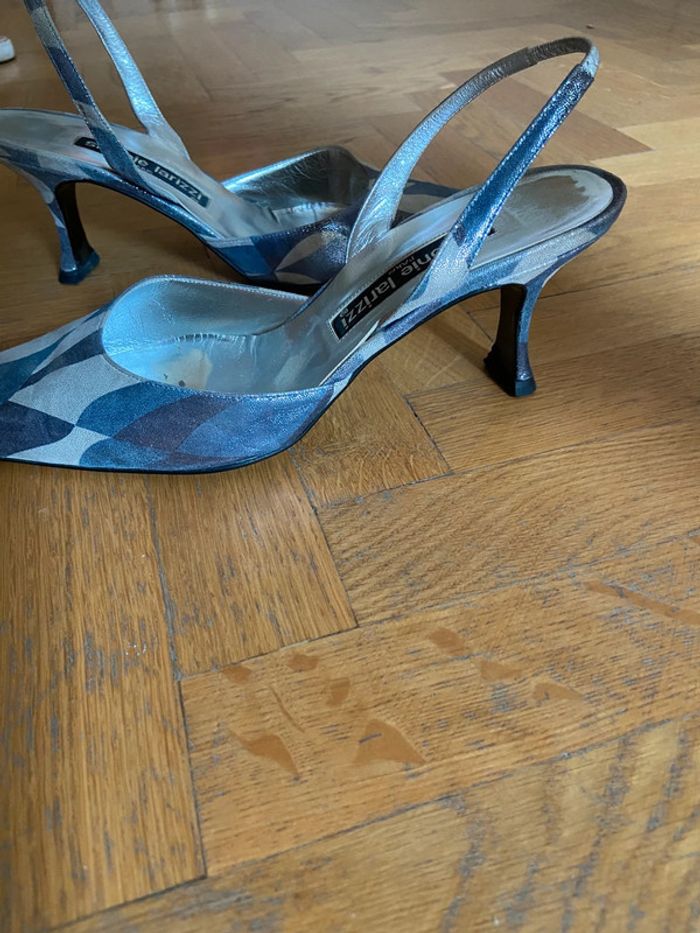 Slingback Sidonie Larizzi biege/bleu clair taille 38 - photo numéro 3