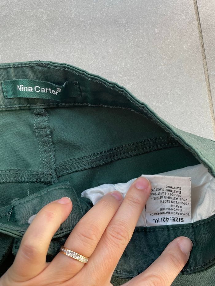 Pantalon hiver slim effet huilé vert - photo numéro 3