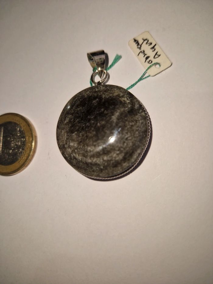 Pendentif obsidienne argentée Mexique - photo numéro 6