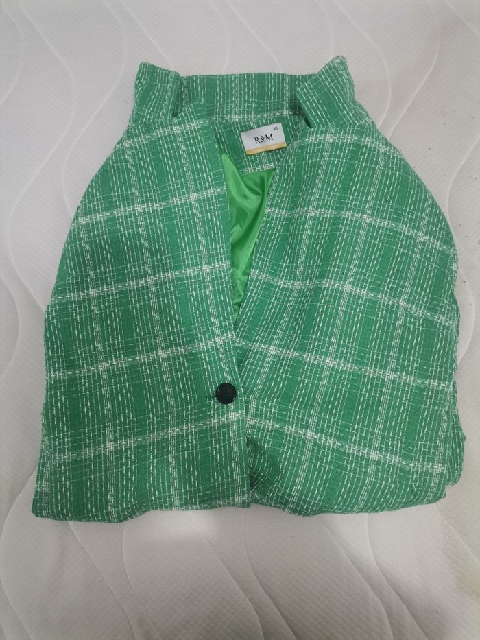 Robe manteau verte élégante taille 46 R&M style chic intemporel - photo numéro 2