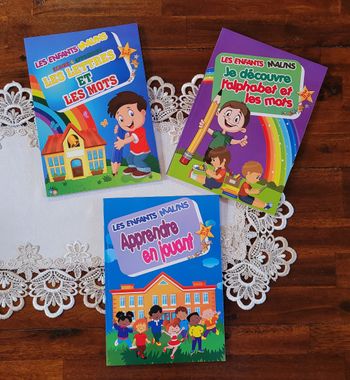 Lot 3 livres éducatifs enfants 3-5 ans – apprendre en jouant – alphabet, lettres & mots