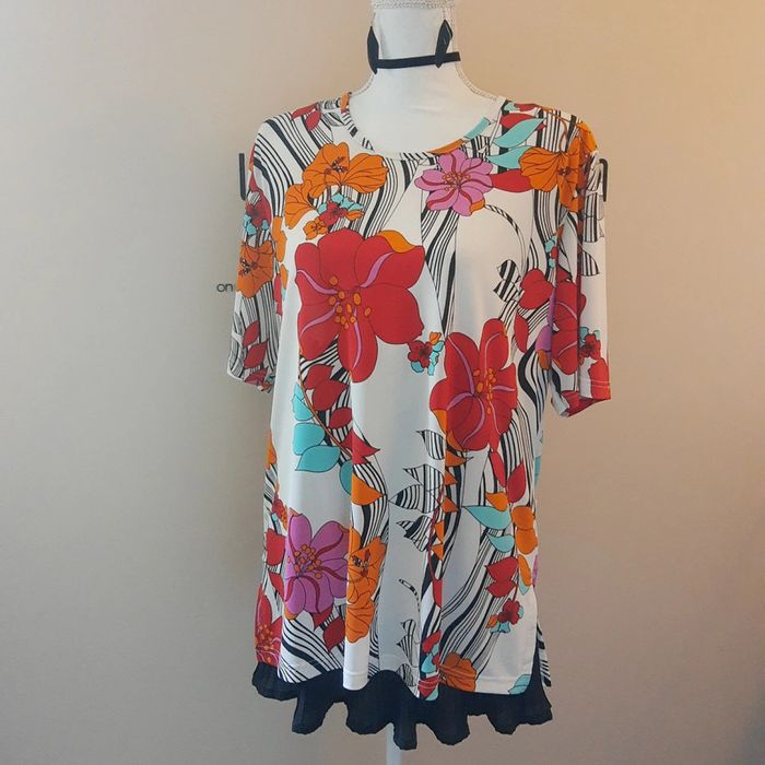 Tunique longue imprimée fleurie Gitti Vintage taille L - photo numéro 2