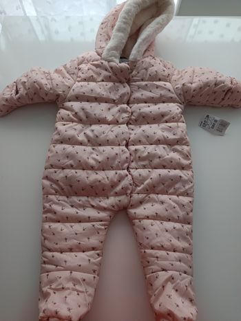 Combinaison pilote bébé fille KIABI 9 mois – Rose à fleurs – Doublure polaire chaude – Hiver