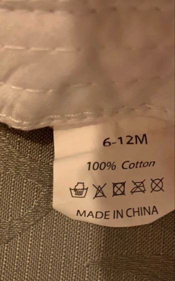 Chapeau soleil bébé 6-12 mois 100% coton beige avec rabat cou/oreilles 