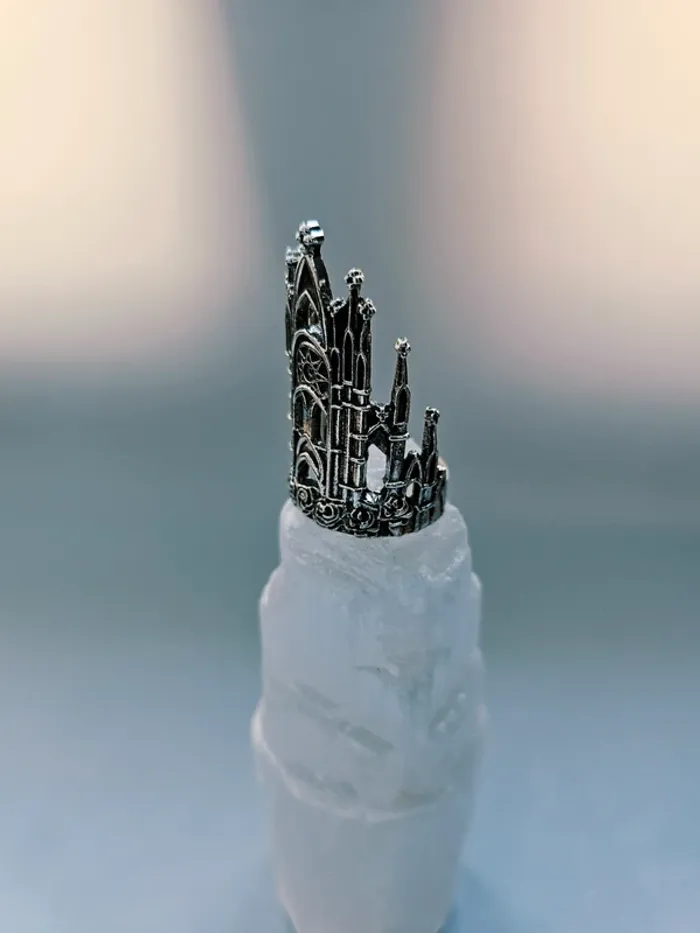 Bague acier inoxydable gothique cathédrale ajourée ajustable - photo numéro 2