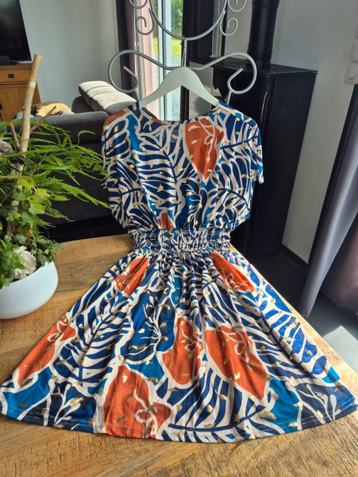 Robe Magique Courte Femme Bleu et Corail Taille Unique - photo numéro 2