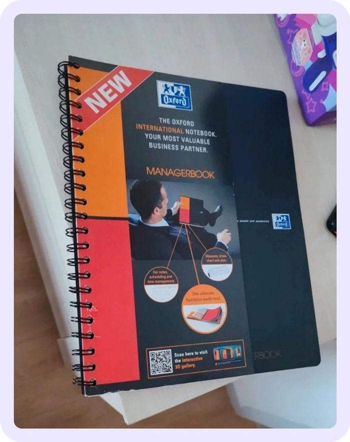 Oxford Cahier  Managerbook Couverture Polypro Gris