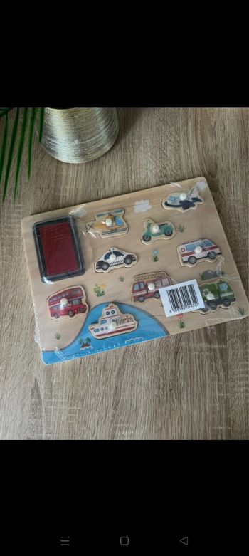 Puzzle en bois tampons les véhicules neuf