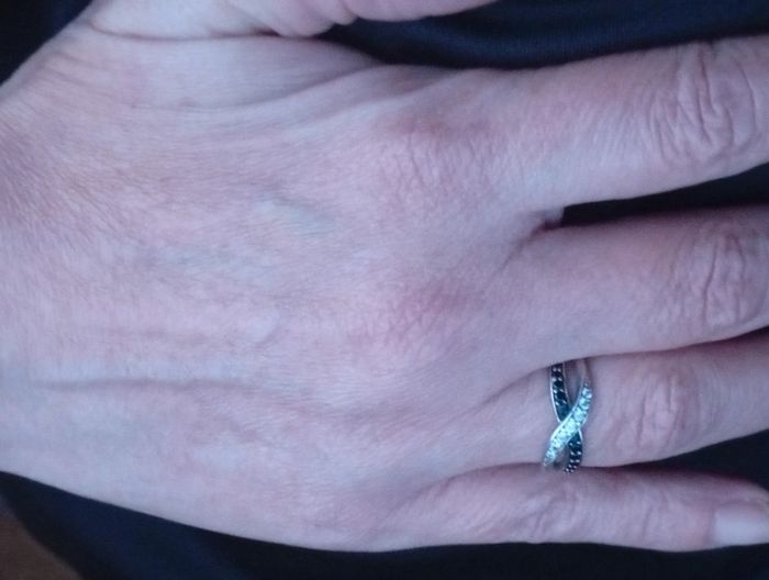 Bague argent 925 croisée oxydes blancs & noirs – EDORA - photo numéro 5