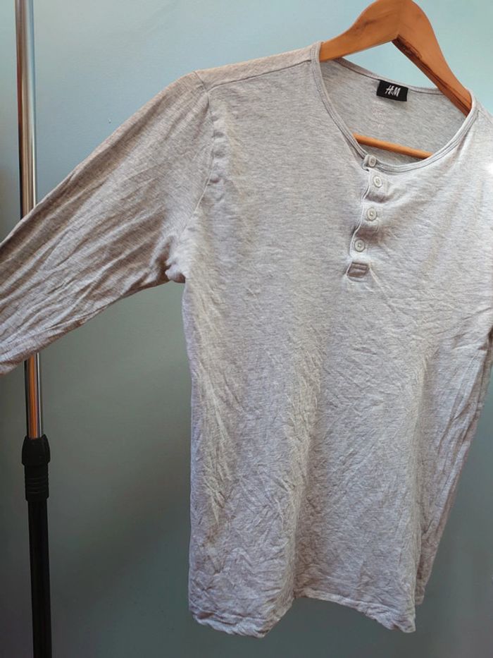 T-shirt gris longues manches homme taille s - photo numéro 4