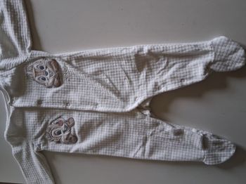 Pyjama "velours" blanc mixte avec ouverture par l'avant Tic & Tac