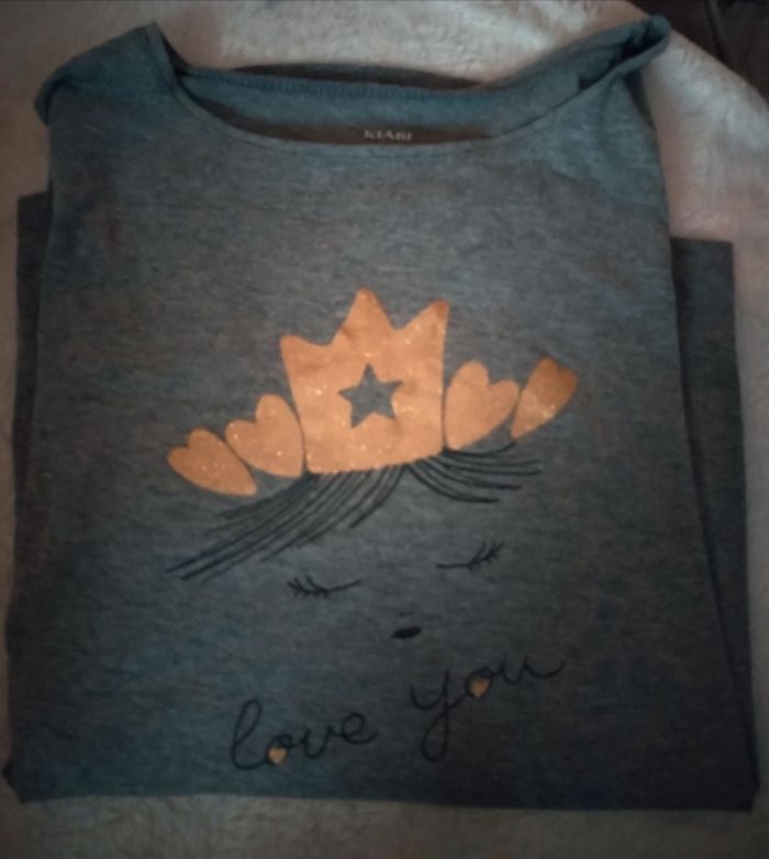 Haut manches longues "Kiabi" écriture Love You  100% coton comme neuf - photo numéro 4