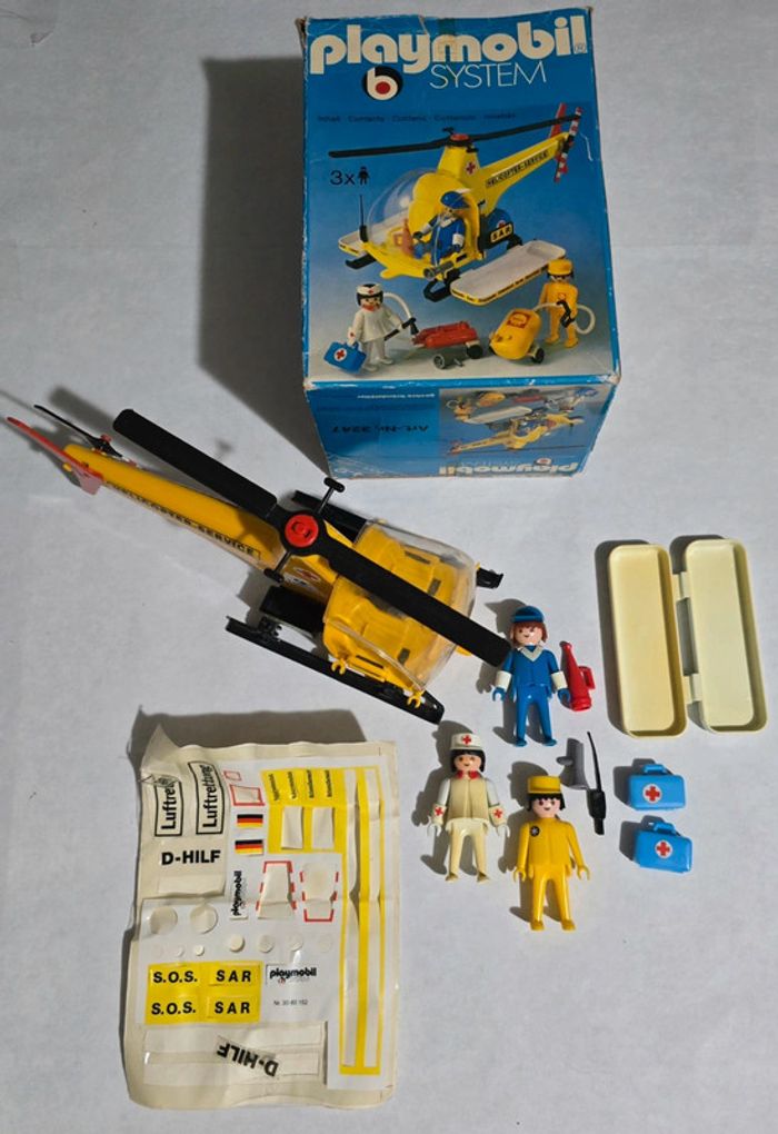 Playmobil system vintage set 3247 hélicoptère en boite