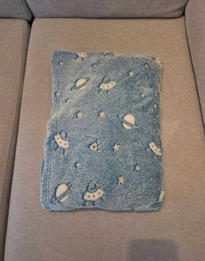 Plaid bleu Espace/Ovni phosphorescent