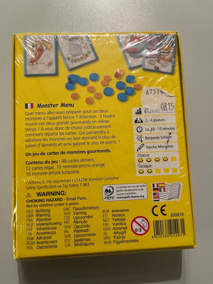 Je de carte Monster menu - photo numéro 2