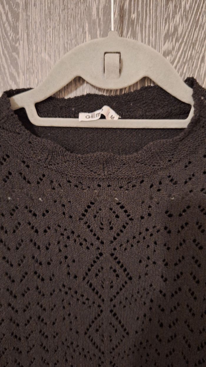 Pull 2 en 1 manches chemise noir brodé - photo numéro 4