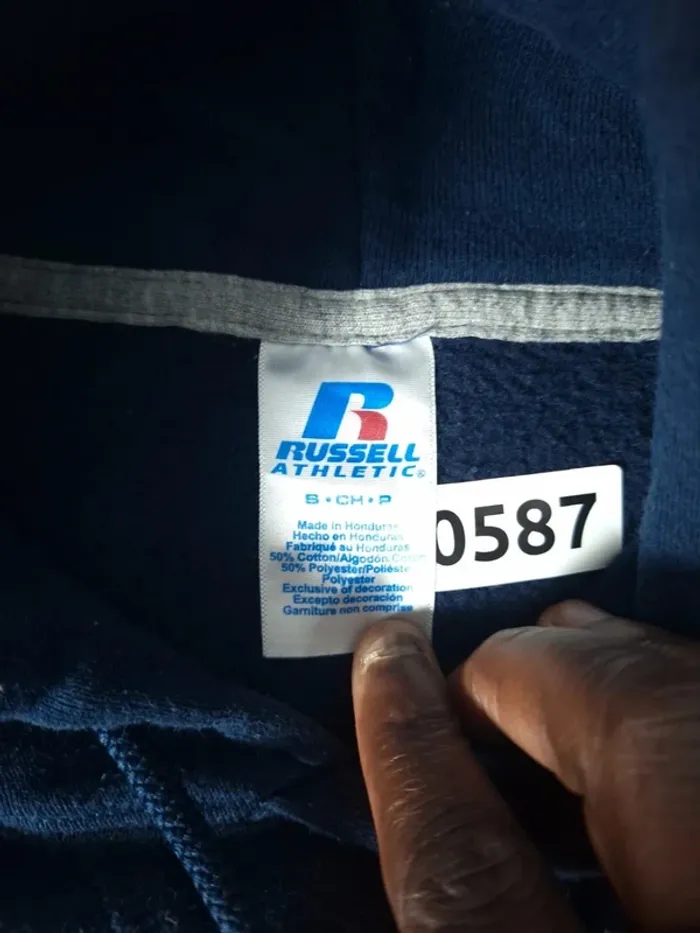 sweat a capuche / Hoodie russell athletic - taille S - homme - bleu marine floqué (147) - photo numéro 7