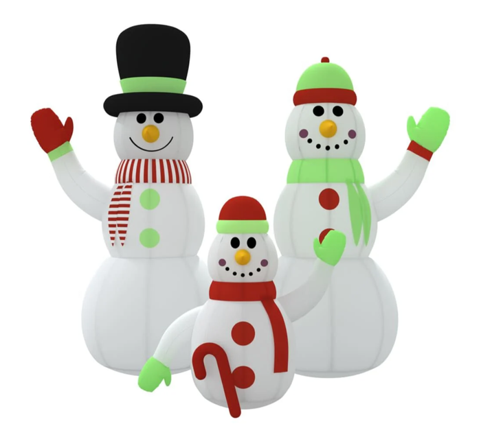 Neuf 500cm Famille de Bonhommes de neige gonflable avec LED's - photo numéro 2