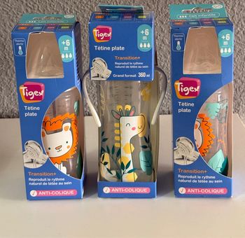 Biberons +6m tétine plate anti-colique
