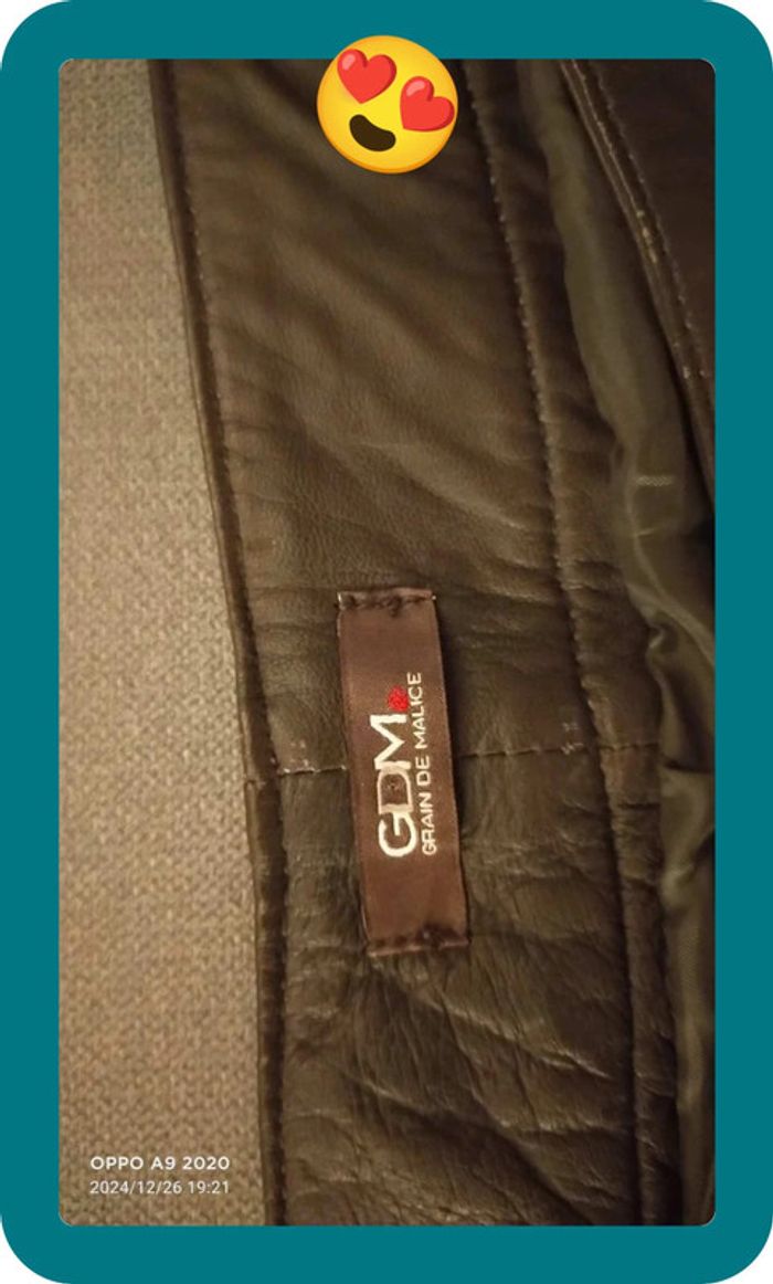 Short marron, en cuir d' agneau, Gratin de Malice, taille 40 - photo numéro 2