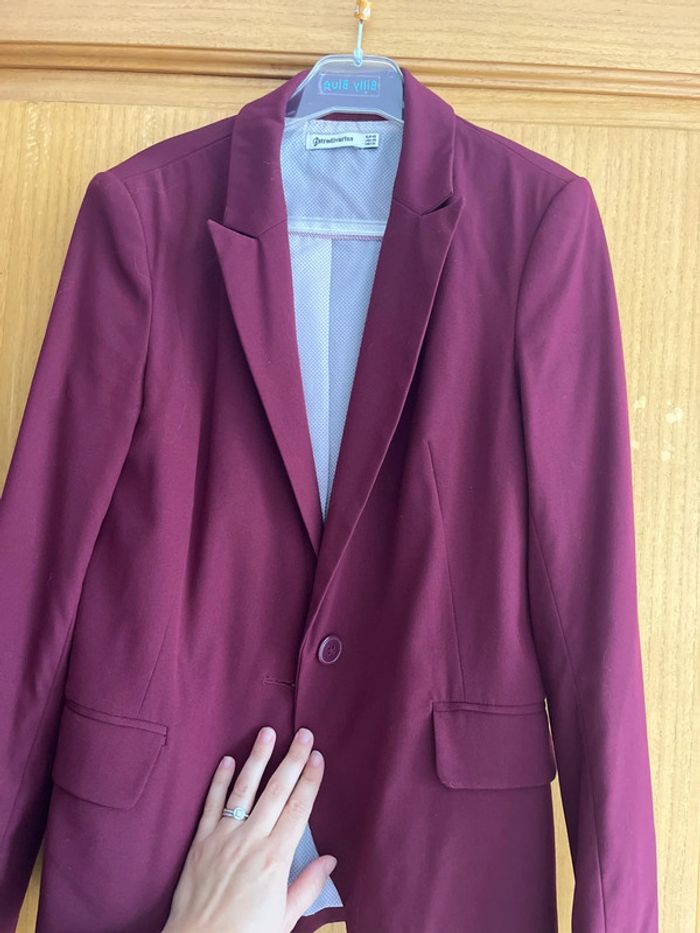Blazer long bordeaux femme XS - photo numéro 4