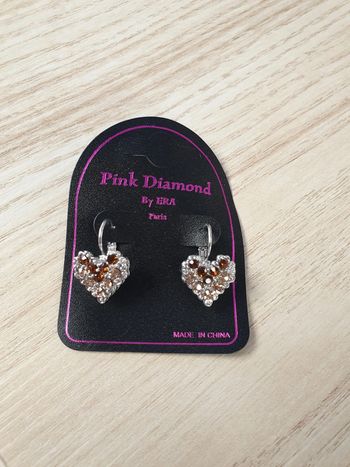 Boucles d'oreilles coeurs en strass Neuves