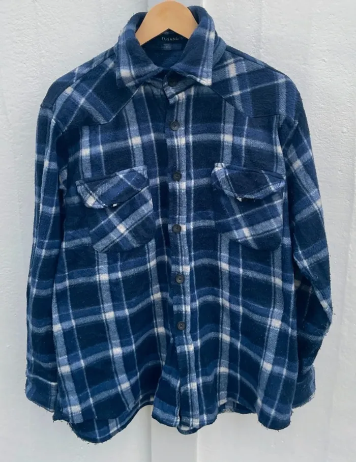 Lumberjack Flannel Plaid Polaire shirt chemise blue Mens L