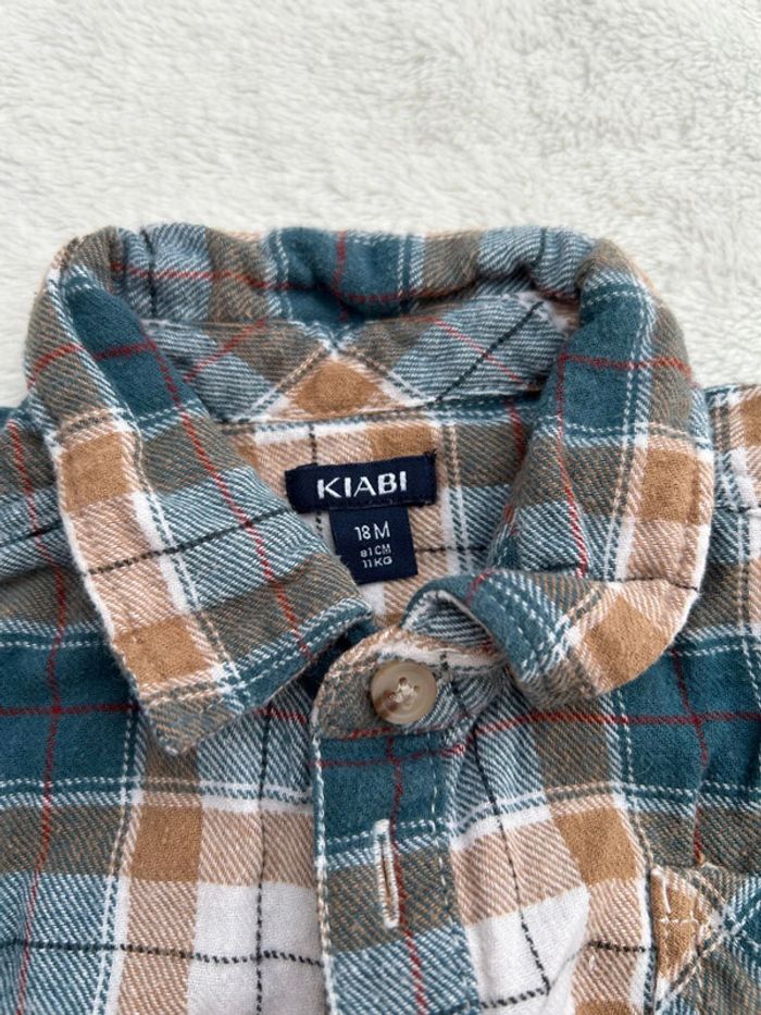 Chemise à carreaux bleu et marron 18 mois kiabi - photo numéro 2