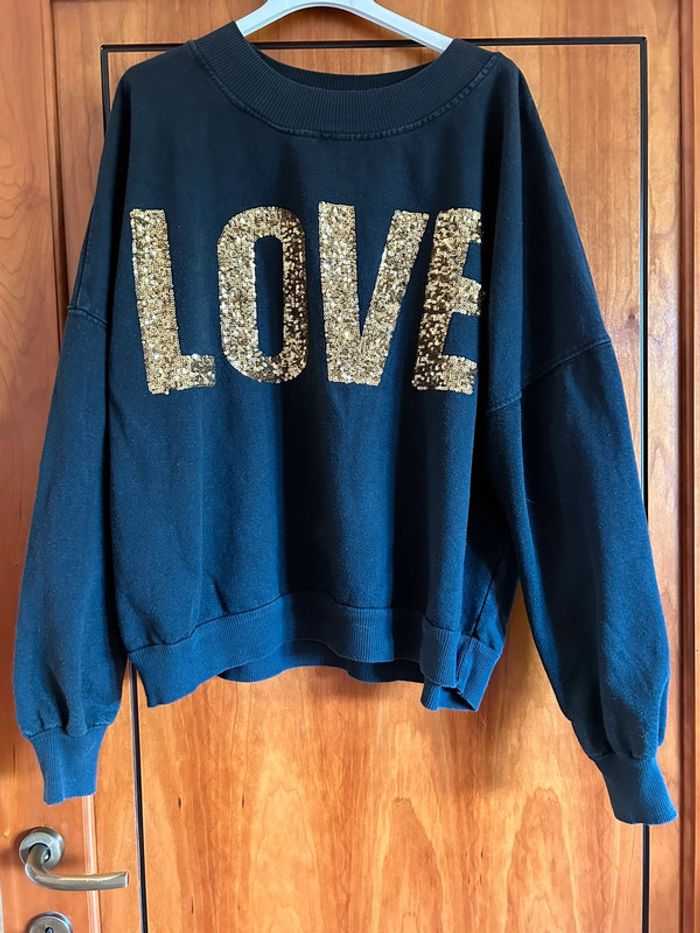 Sweat noir sequins April Vintage