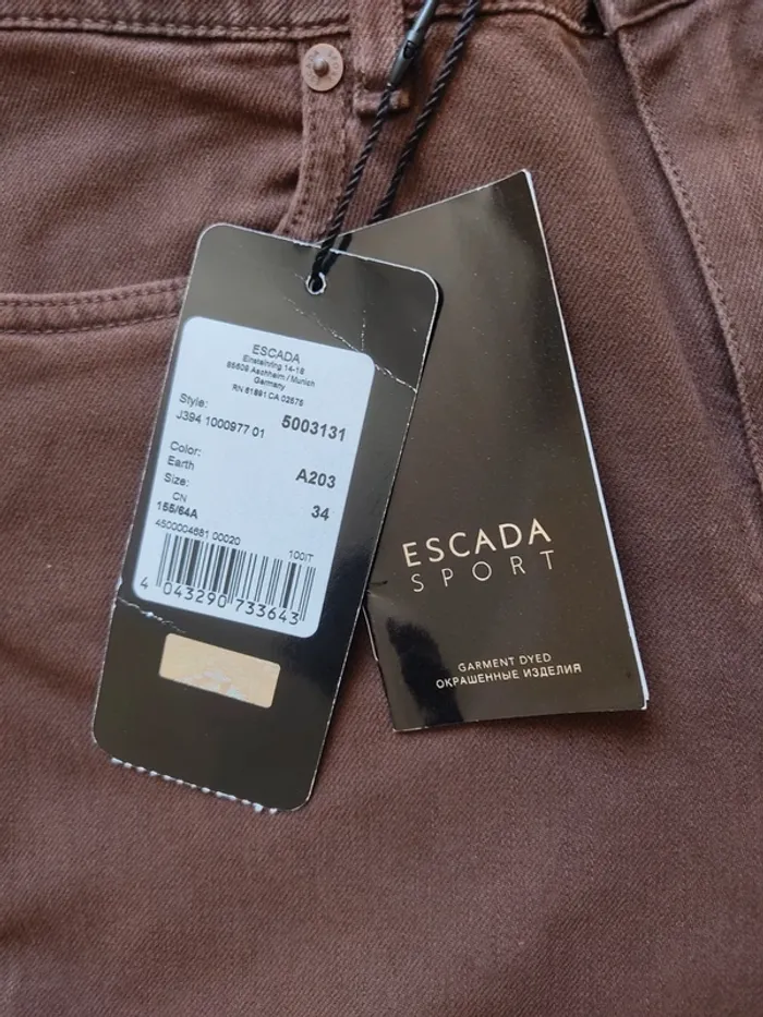 Pantalon bicolore marron slim femme Escada Sport 34 Neuf - photo numéro 5