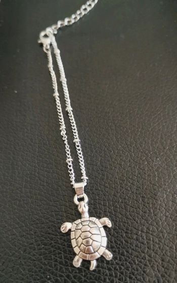 Bracelet de cheville argenté tortue