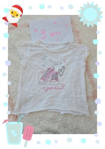 Tee shirt fille 3 ans blanc manche courte