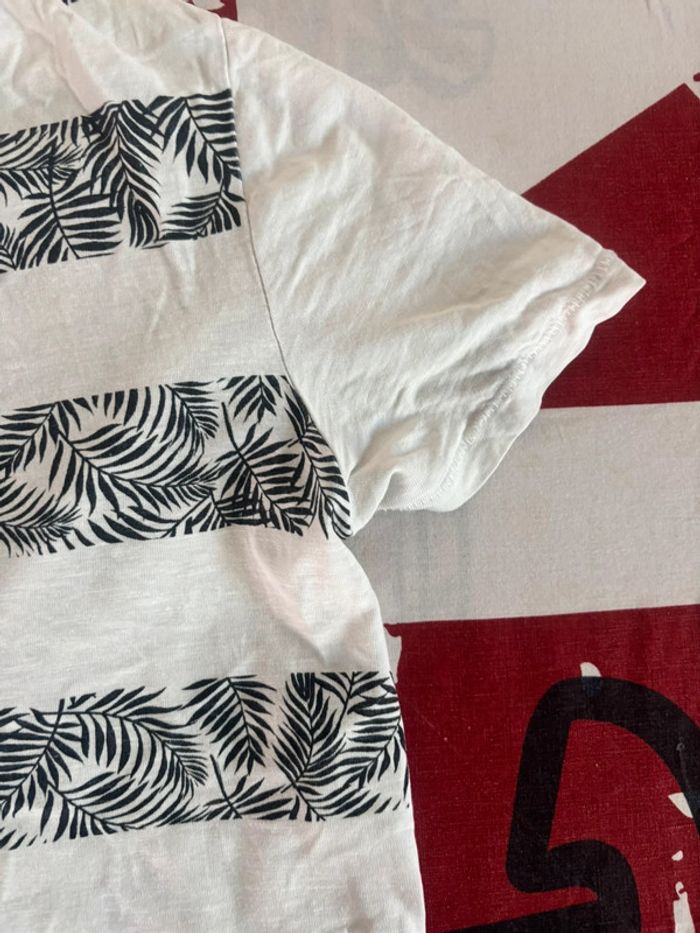 T-shirt Livergy taille S/M blanc liserés noir motif jungle - photo numéro 3