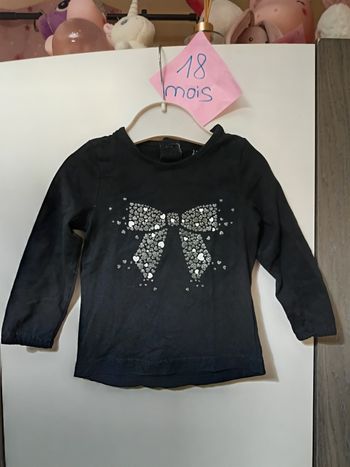 T-shirt noir noeud 18 mois 