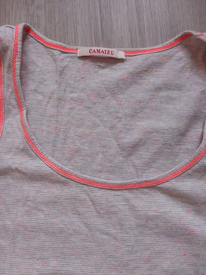 Débardeur écru et orange fluo T.M Camaîeu - photo numéro 4