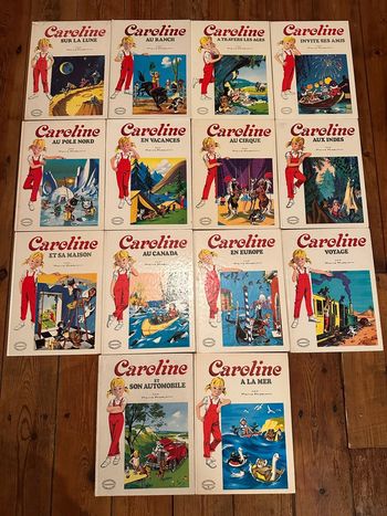 Très bon état - Lot de 14 livres anciens Caroline grands albums Hachette blancs bd