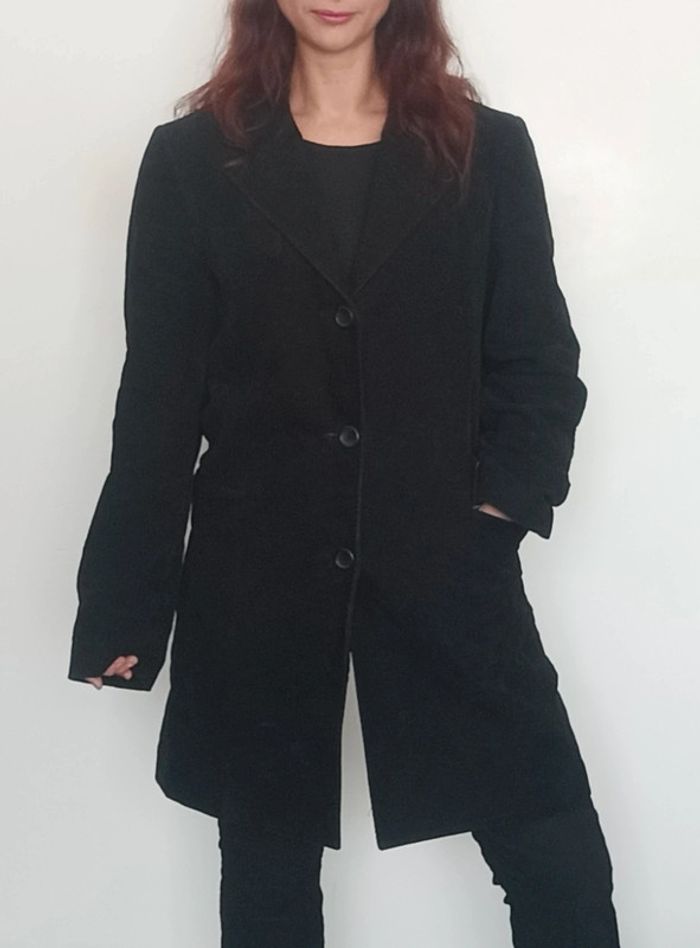 Manteau d hiver noir touché daim homme taille L - photo numéro 2