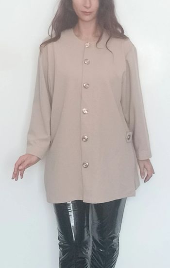Veste longue côtelée beige Vintage taille 3