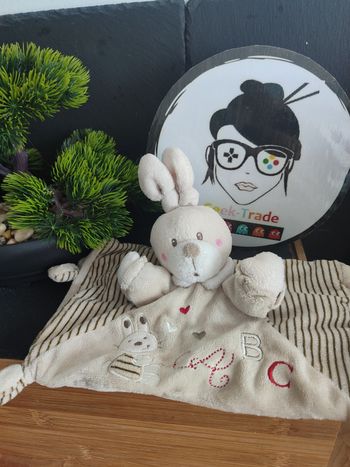 Doudou Lapin Blanc Beige ABC Rayure Marron Kiabi Simba Toys Coeur Rouge rayé