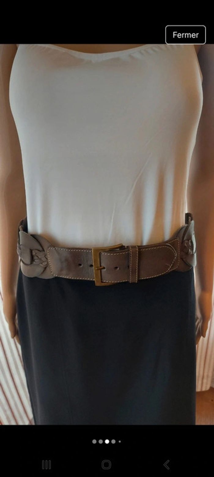 Ceinture Talking French en cuir Marron 80cm - photo numéro 3