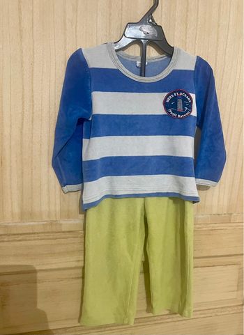 Pyjama manches longues deux pièces effet velours 86 cm 2 ans