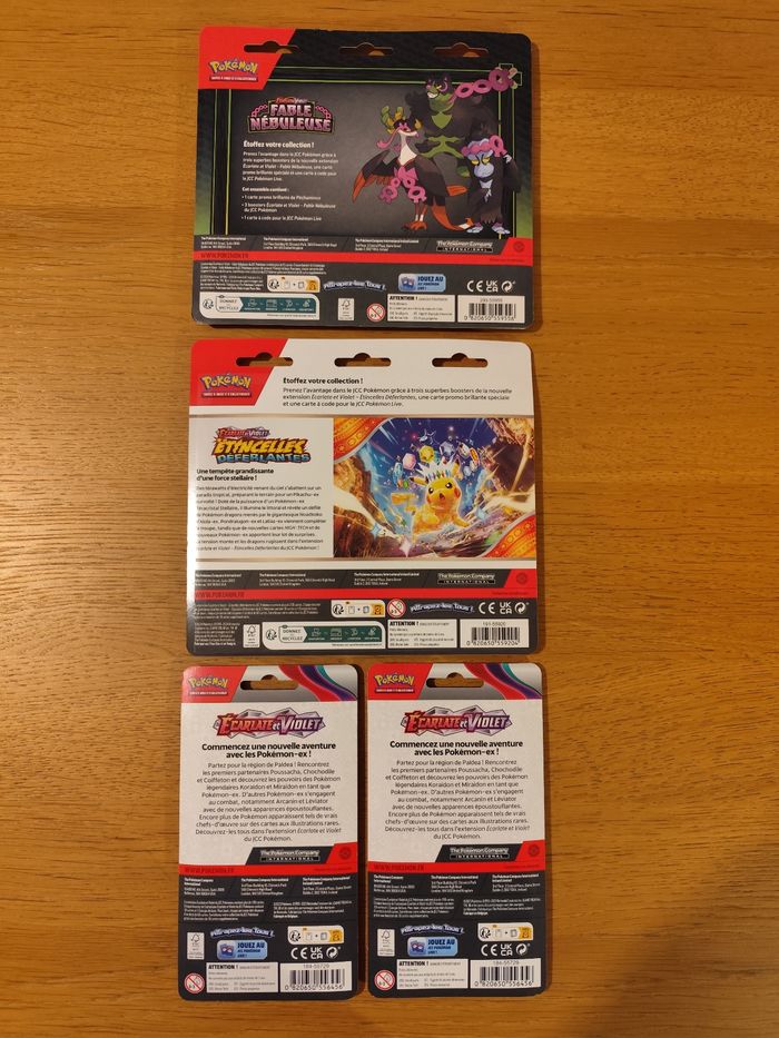 Lot Items cartes Pokémon Tripack boosters etincelles déferlantes fable nébuleuse EV1 - photo numéro 2