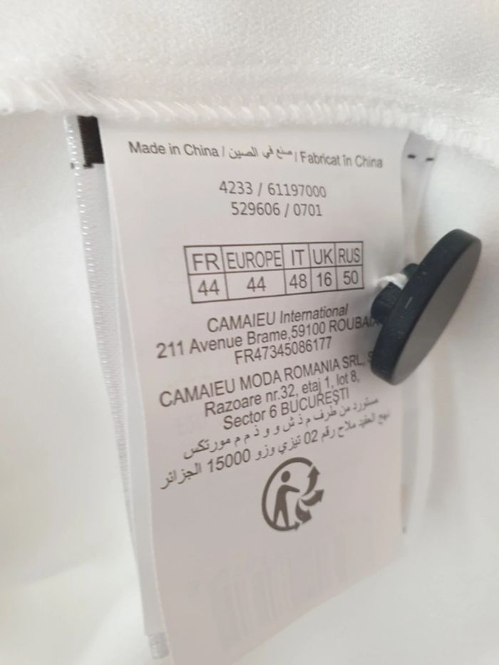 Blouse blanche col cheminé Camaieu 44 - photo numéro 4