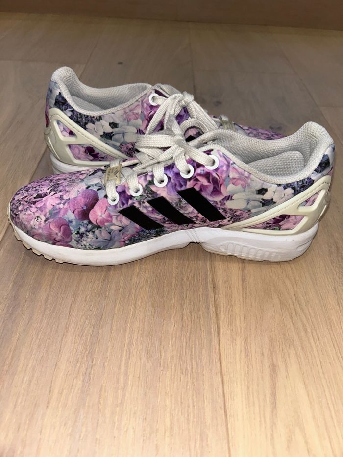 Baskets Adidas Torsion - Taille 37 - Motif floral violet - photo numéro 5