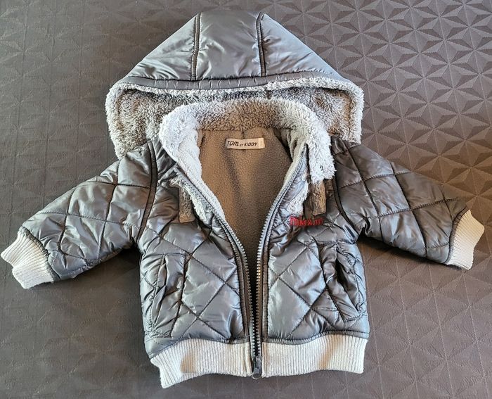 Blouson doublé hiver gris 6mois - photo numéro 2