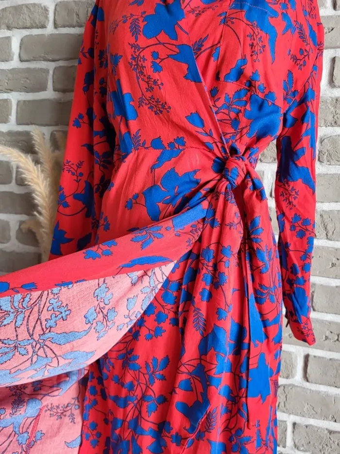 Robe portefeuille rouge imprimé fleuri Goa - photo numéro 14