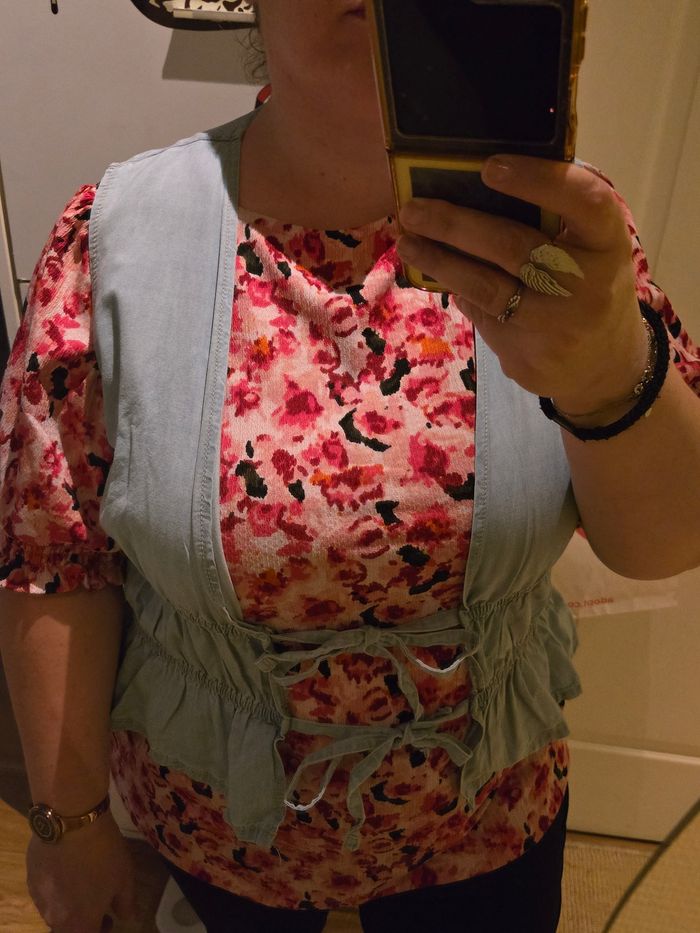 Gilet effet denim bleu clair à nœuds T.XL 42/44 Primark neuf - photo numéro 8