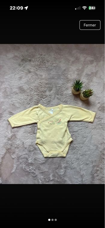 Body naissance 0 mois jaune 💛 croisé – doux & pratique