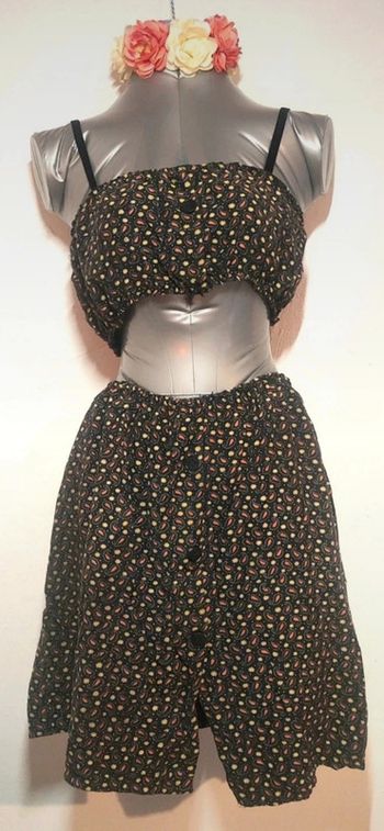 Ensemble crop top et jupe vintage fait main